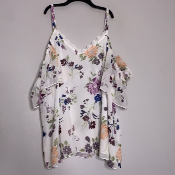 New Torrid Cold Shoulder lace trim botanical floral print blouse 5X plus - Picture 7 of 7